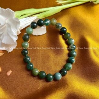 Moss agate round Beads bracelet (8mm)