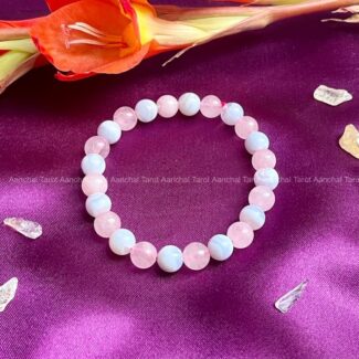 Rose quartz & Blue Lace Agate Round Beads Bracelet (8mm)