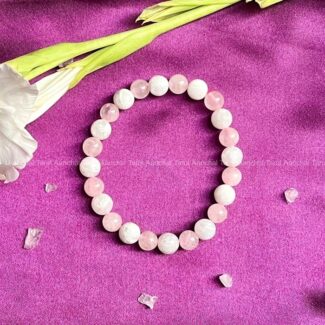 Rose quartz & Moonstone Round Beads Bracelet (8mm)