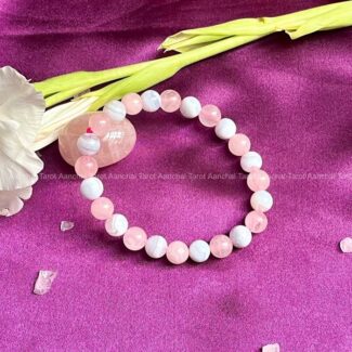 Rose quartz & Moonstone Round Beads Bracelet (8mm)