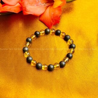 Citrine Pyrite Combination Round Beads Bracelet (8mm)